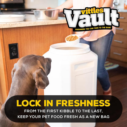 Vittles Vault Airtight Pet Food Storage Container + Scoop, Fits Up to 50lbs