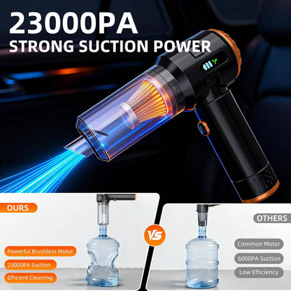 Handheld Vacuum Cleaner Cordless, 23000Pa Powerful Car Mini Vacuum Cleaner, Rechargeable Portable Lightweight dust Catcher for Home Car Carpet Stairs Pet Hair Deep Cleaning（Black-Gold）.