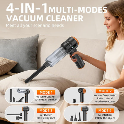 Handheld Vacuum Cleaner Cordless, 23000Pa Powerful Car Mini Vacuum Cleaner, Rechargeable Portable Lightweight dust Catcher for Home Car Carpet Stairs Pet Hair Deep Cleaning（Black-Gold）.
