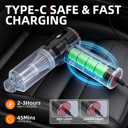 Handheld Vacuum Cleaner Cordless, 23000Pa Powerful Car Mini Vacuum Cleaner, Rechargeable Portable Lightweight dust Catcher for Home Car Carpet Stairs Pet Hair Deep Cleaning（Black-Gold）.