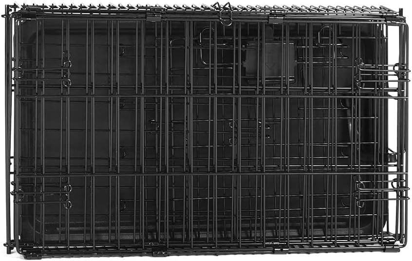 Portable, Foldable Metal Wire Dog Crate with Removable Tray, Single Door, Divider Panel, Collapsible for Travel, 22 x 13 x 16 in, Black