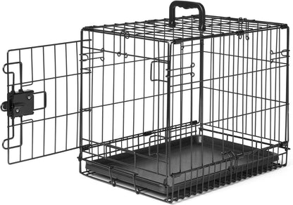 Portable, Foldable Metal Wire Dog Crate with Removable Tray, Single Door, Divider Panel, Collapsible for Travel, 22 x 13 x 16 in, Black