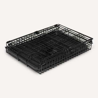 Portable, Foldable Metal Wire Dog Crate with Removable Tray, Single Door, Divider Panel, Collapsible for Travel, 22 x 13 x 16 in, Black
