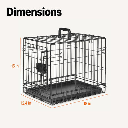 Portable, Foldable Metal Wire Dog Crate with Removable Tray, Single Door, Divider Panel, Collapsible for Travel, 22 x 13 x 16 in, Black