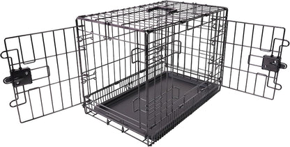 Portable, Foldable Metal Wire Dog Crate with Removable Tray, Single Door, Divider Panel, Collapsible for Travel, 22 x 13 x 16 in, Black