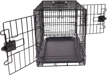 Portable, Foldable Metal Wire Dog Crate with Removable Tray, Single Door, Divider Panel, Collapsible for Travel, 22 x 13 x 16 in, Black