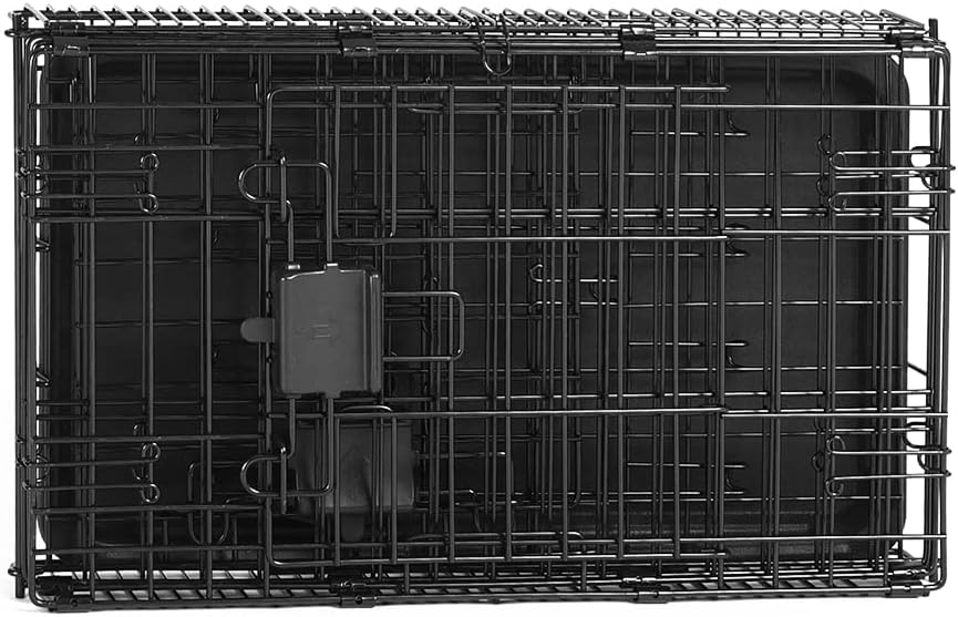 Portable, Foldable Metal Wire Dog Crate with Removable Tray, Single Door, Divider Panel, Collapsible for Travel, 22 x 13 x 16 in, Black