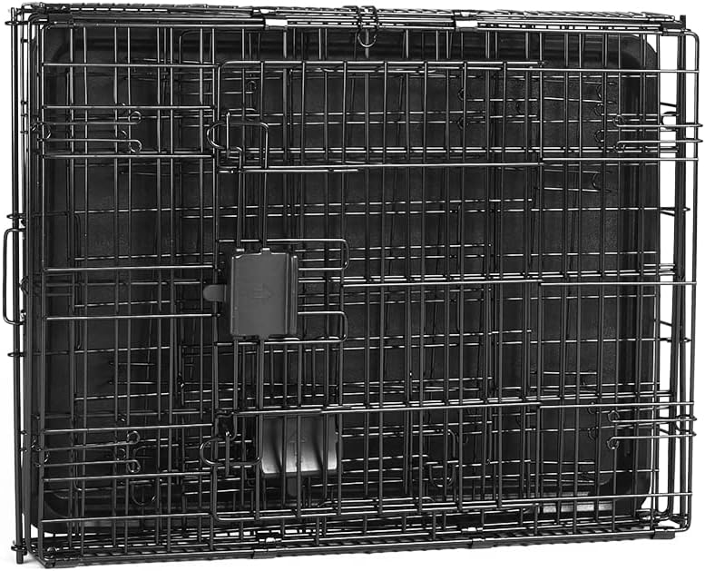 Portable, Foldable Metal Wire Dog Crate with Removable Tray, Single Door, Divider Panel, Collapsible for Travel, 22 x 13 x 16 in, Black