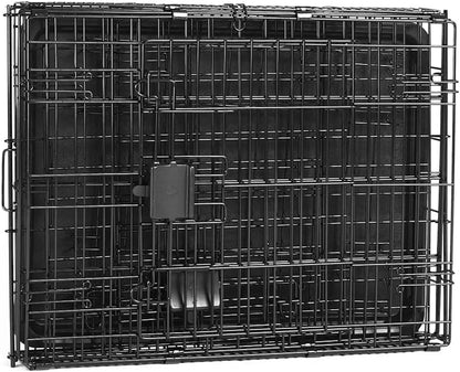 Portable, Foldable Metal Wire Dog Crate with Removable Tray, Single Door, Divider Panel, Collapsible for Travel, 22 x 13 x 16 in, Black
