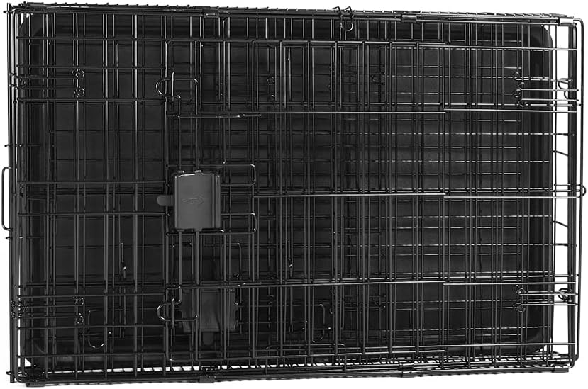 Portable, Foldable Metal Wire Dog Crate with Removable Tray, Single Door, Divider Panel, Collapsible for Travel, 22 x 13 x 16 in, Black