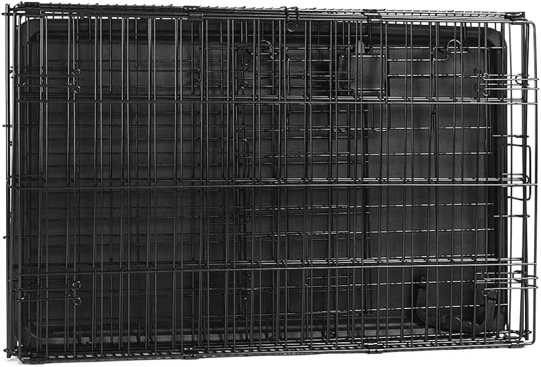 Portable, Foldable Metal Wire Dog Crate with Removable Tray, Single Door, Divider Panel, Collapsible for Travel, 22 x 13 x 16 in, Black