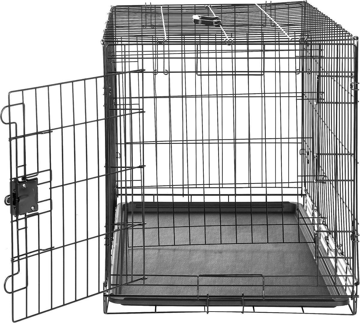 Portable, Foldable Metal Wire Dog Crate with Removable Tray, Single Door, Divider Panel, Collapsible for Travel, 22 x 13 x 16 in, Black