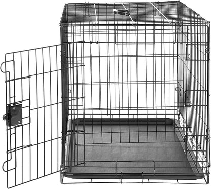 Portable, Foldable Metal Wire Dog Crate with Removable Tray, Single Door, Divider Panel, Collapsible for Travel, 22 x 13 x 16 in, Black