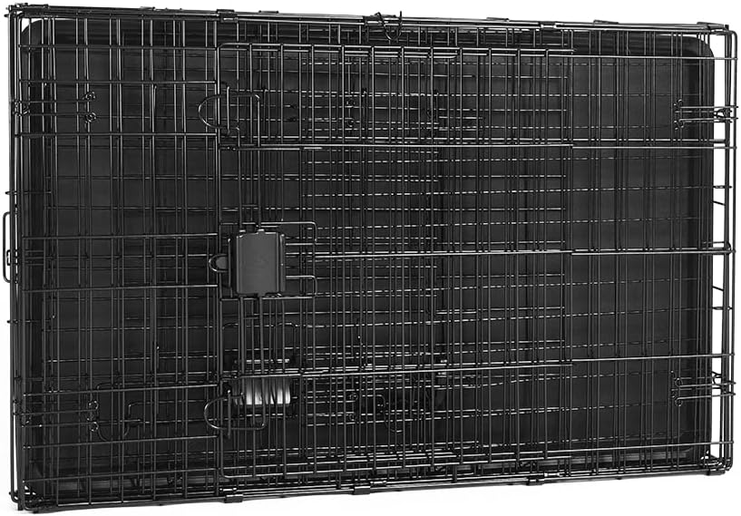Portable, Foldable Metal Wire Dog Crate with Removable Tray, Single Door, Divider Panel, Collapsible for Travel, 22 x 13 x 16 in, Black