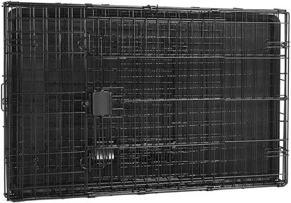 Portable, Foldable Metal Wire Dog Crate with Removable Tray, Single Door, Divider Panel, Collapsible for Travel, 22 x 13 x 16 in, Black