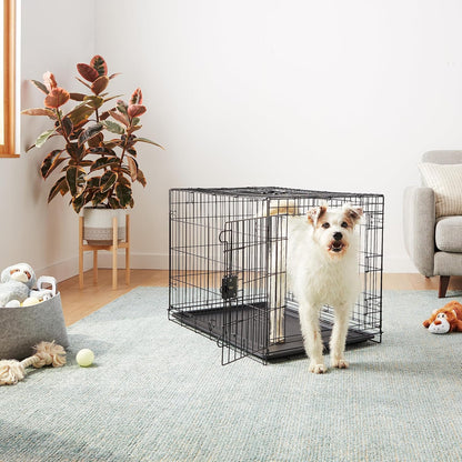 Portable, Foldable Metal Wire Dog Crate with Removable Tray, Single Door, Divider Panel, Collapsible for Travel, 22 x 13 x 16 in, Black