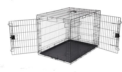 Portable, Foldable Metal Wire Dog Crate with Removable Tray, Single Door, Divider Panel, Collapsible for Travel, 22 x 13 x 16 in, Black
