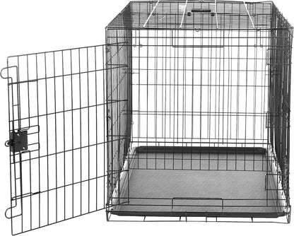 Portable, Foldable Metal Wire Dog Crate with Removable Tray, Single Door, Divider Panel, Collapsible for Travel, 22 x 13 x 16 in, Black