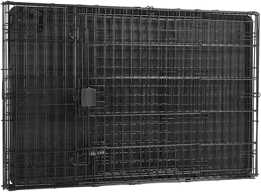 Portable, Foldable Metal Wire Dog Crate with Removable Tray, Single Door, Divider Panel, Collapsible for Travel, 22 x 13 x 16 in, Black