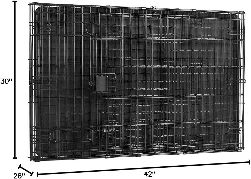 Portable, Foldable Metal Wire Dog Crate with Removable Tray, Single Door, Divider Panel, Collapsible for Travel, 22 x 13 x 16 in, Black