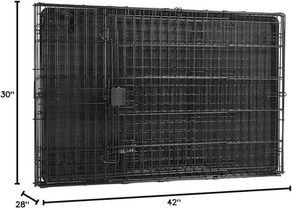 Portable, Foldable Metal Wire Dog Crate with Removable Tray, Single Door, Divider Panel, Collapsible for Travel, 22 x 13 x 16 in, Black