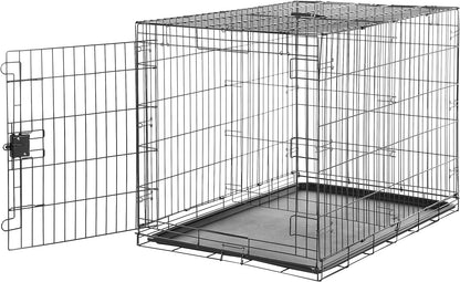 Portable, Foldable Metal Wire Dog Crate with Removable Tray, Single Door, Divider Panel, Collapsible for Travel, 22 x 13 x 16 in, Black