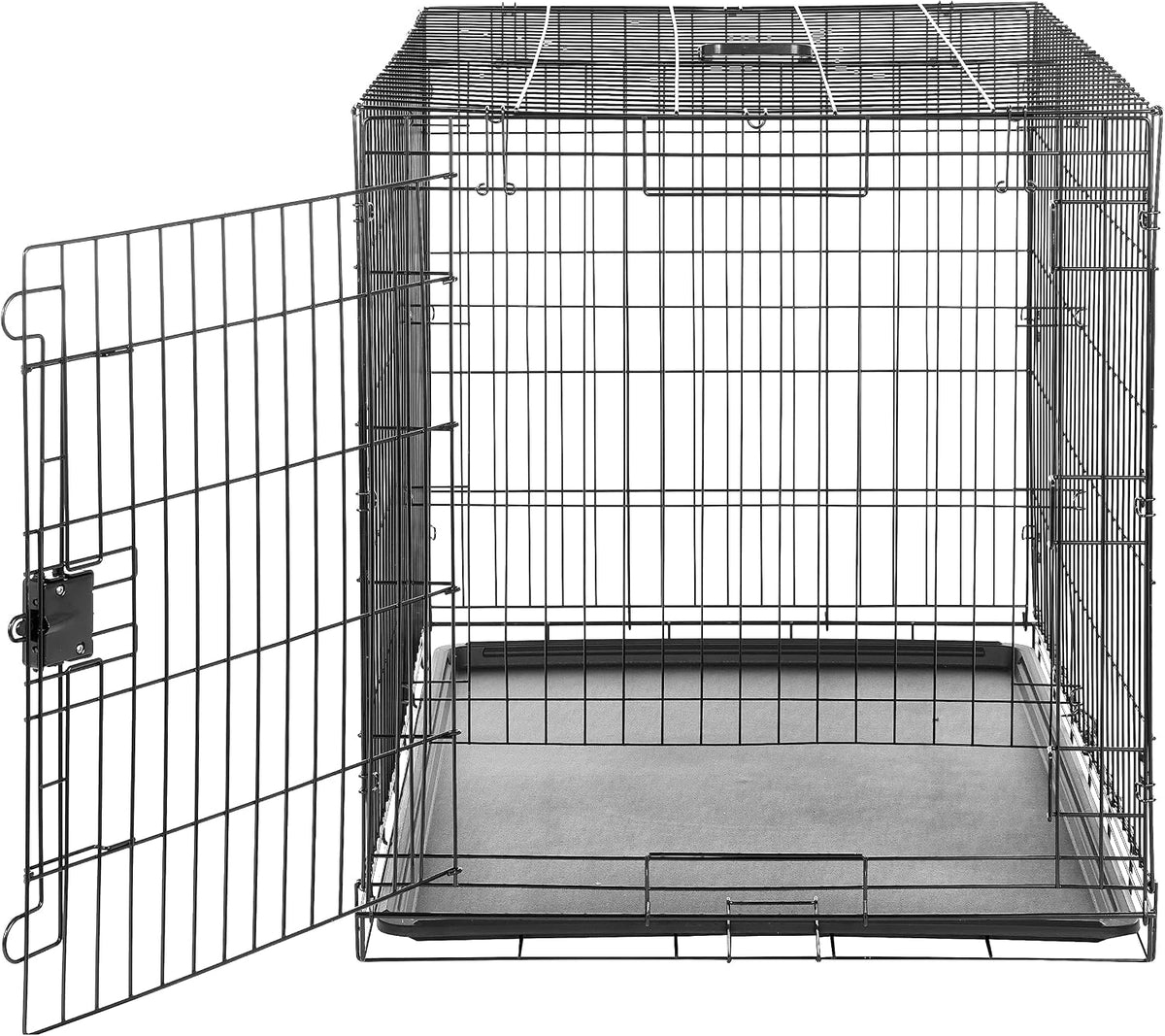 Portable, Foldable Metal Wire Dog Crate with Removable Tray, Single Door, Divider Panel, Collapsible for Travel, 22 x 13 x 16 in, Black