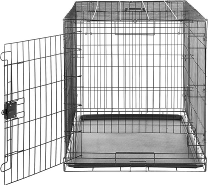 Portable, Foldable Metal Wire Dog Crate with Removable Tray, Single Door, Divider Panel, Collapsible for Travel, 22 x 13 x 16 in, Black