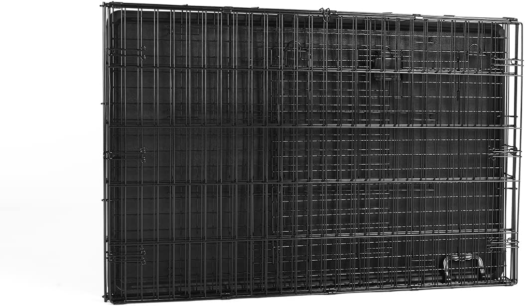 Portable, Foldable Metal Wire Dog Crate with Removable Tray, Single Door, Divider Panel, Collapsible for Travel, 22 x 13 x 16 in, Black