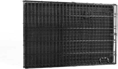 Portable, Foldable Metal Wire Dog Crate with Removable Tray, Single Door, Divider Panel, Collapsible for Travel, 22 x 13 x 16 in, Black