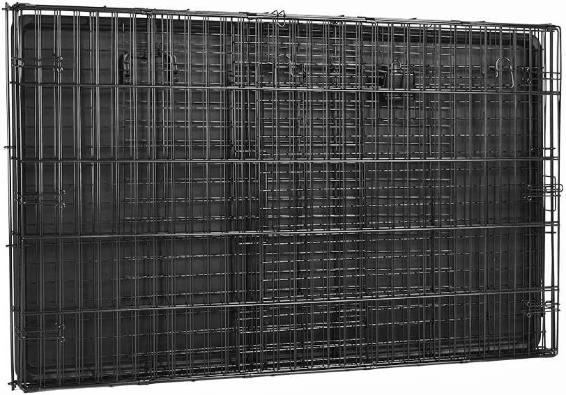 Portable, Foldable Metal Wire Dog Crate with Removable Tray, Single Door, Divider Panel, Collapsible for Travel, 22 x 13 x 16 in, Black