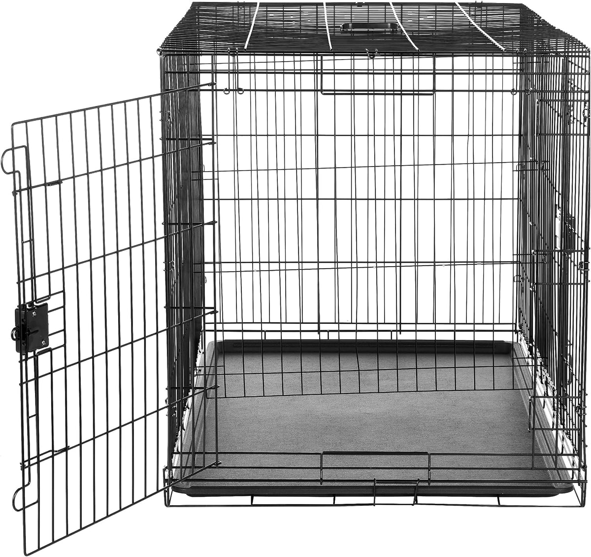 Portable, Foldable Metal Wire Dog Crate with Removable Tray, Single Door, Divider Panel, Collapsible for Travel, 22 x 13 x 16 in, Black