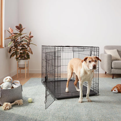 Portable, Foldable Metal Wire Dog Crate with Removable Tray, Single Door, Divider Panel, Collapsible for Travel, 22 x 13 x 16 in, Black