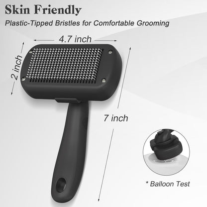 Self Cleaning Slicker Brush - Skin Friendly Deshedding Grooming Tool for Dogs & Cats, Suitable for Shedding & Haired Pets, with Pet Supplies Accessories, Blue