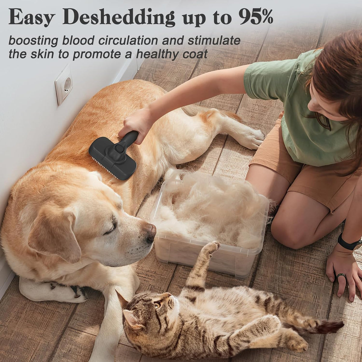 Self Cleaning Slicker Brush - Skin Friendly Deshedding Grooming Tool for Dogs & Cats, Suitable for Shedding & Haired Pets, with Pet Supplies Accessories, Blue