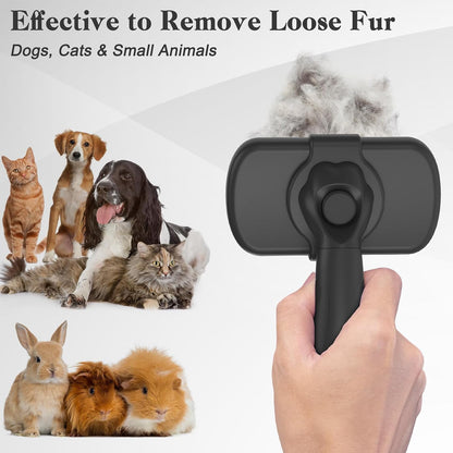 Self Cleaning Slicker Brush - Skin Friendly Deshedding Grooming Tool for Dogs & Cats, Suitable for Shedding & Haired Pets, with Pet Supplies Accessories, Blue