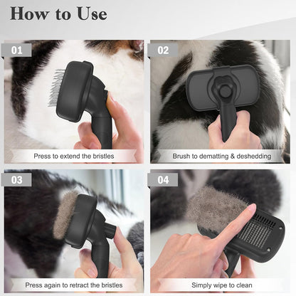 Self Cleaning Slicker Brush - Skin Friendly Deshedding Grooming Tool for Dogs & Cats, Suitable for Shedding & Haired Pets, with Pet Supplies Accessories, Blue