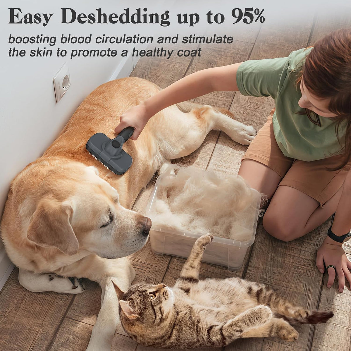 Self Cleaning Slicker Brush - Skin Friendly Deshedding Grooming Tool for Dogs & Cats, Suitable for Shedding & Haired Pets, with Pet Supplies Accessories, Blue