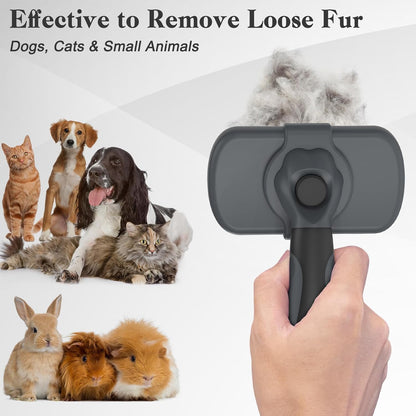 Self Cleaning Slicker Brush - Skin Friendly Deshedding Grooming Tool for Dogs & Cats, Suitable for Shedding & Haired Pets, with Pet Supplies Accessories, Blue