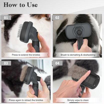 Self Cleaning Slicker Brush - Skin Friendly Deshedding Grooming Tool for Dogs & Cats, Suitable for Shedding & Haired Pets, with Pet Supplies Accessories, Blue