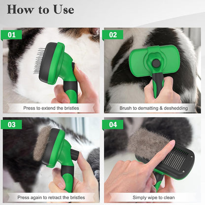 Self Cleaning Slicker Brush - Skin Friendly Deshedding Grooming Tool for Dogs & Cats, Suitable for Shedding & Haired Pets, with Pet Supplies Accessories, Blue