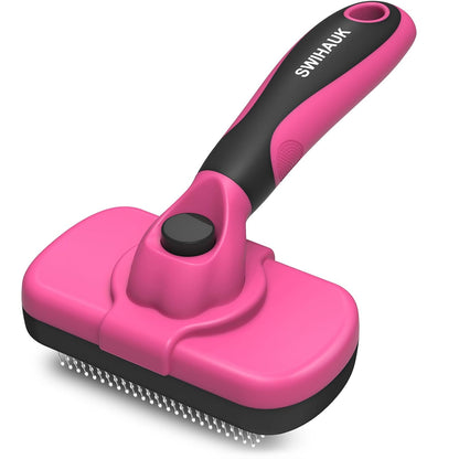 Self Cleaning Slicker Brush - Skin Friendly Deshedding Grooming Tool for Dogs & Cats, Suitable for Shedding & Haired Pets, with Pet Supplies Accessories, Blue