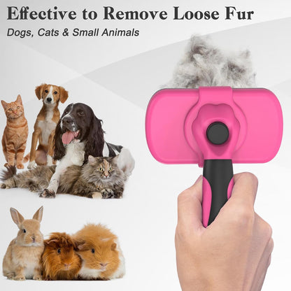 Self Cleaning Slicker Brush - Skin Friendly Deshedding Grooming Tool for Dogs & Cats, Suitable for Shedding & Haired Pets, with Pet Supplies Accessories, Blue