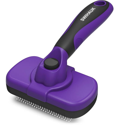 Self Cleaning Slicker Brush - Skin Friendly Deshedding Grooming Tool for Dogs & Cats, Suitable for Shedding & Haired Pets, with Pet Supplies Accessories, Blue