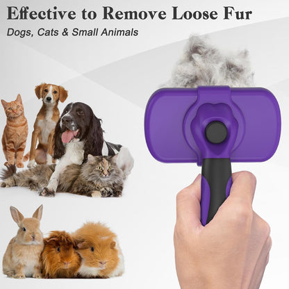 Self Cleaning Slicker Brush - Skin Friendly Deshedding Grooming Tool for Dogs & Cats, Suitable for Shedding & Haired Pets, with Pet Supplies Accessories, Blue
