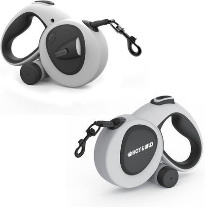 4-in-1 Retractable Dog Leash with LED Light & Dispenser & Poop Bags