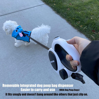 4-in-1 Retractable Dog Leash with LED Light & Dispenser & Poop Bags