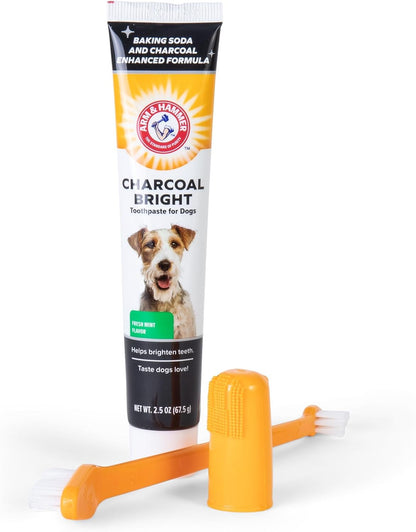 Dog Dental Care Fresh Breath Kit, Mint Flavor, 3-Pieces | Includes baking soda toothpaste and toothbrush, for plaque removal, daily dental care routine, dogs, mint