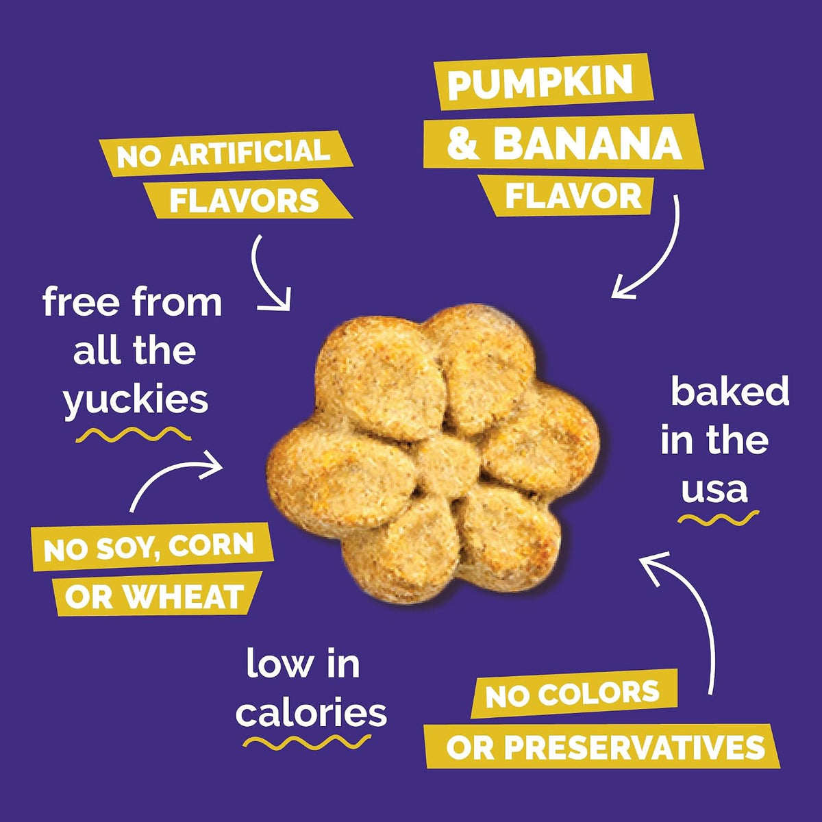 Baked Dog Treats, Low Calorie Treats, Pumpkin & Banana, 7oz