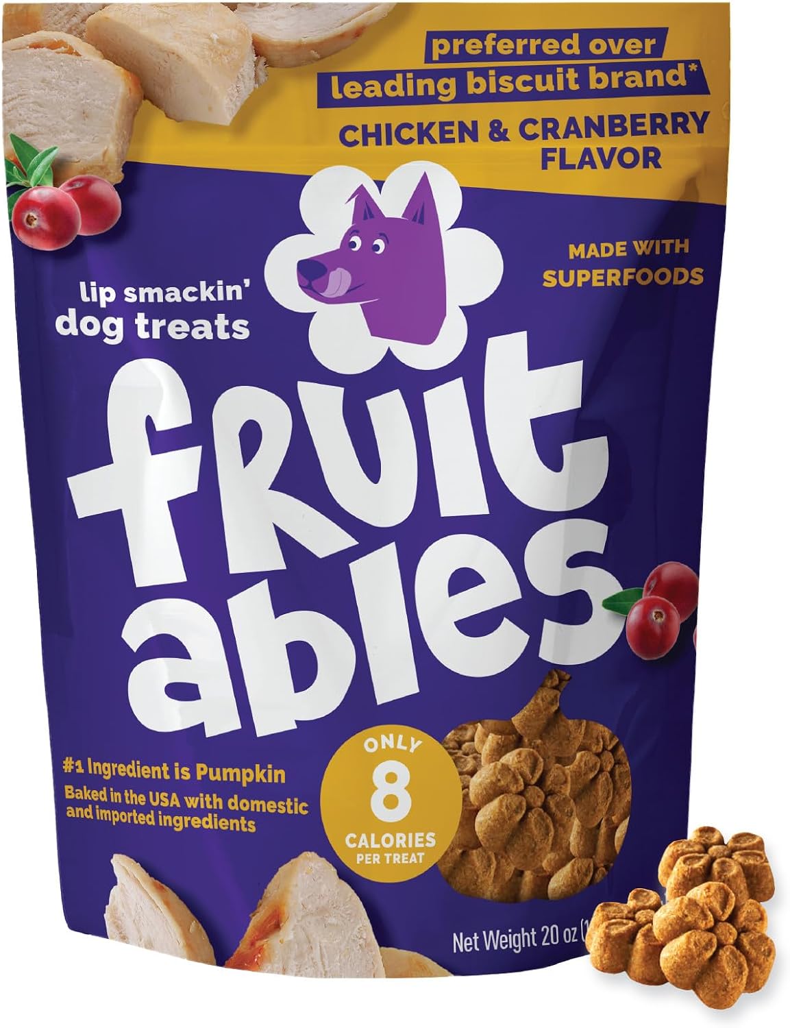 Baked Dog Treats, Low Calorie Treats, Pumpkin & Banana, 7oz